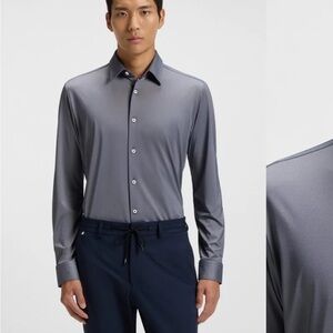 NWT Boss Charcoal Blue Dress Shirt